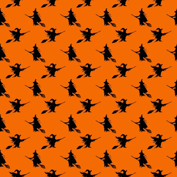 Seamless halloween witch patterns background — Stock Vector