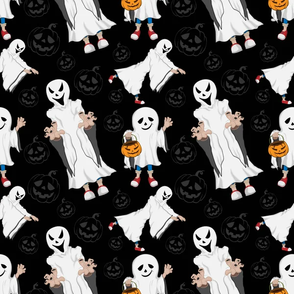 Padrões de fantasma de Halloween 02 — Vetor de Stock