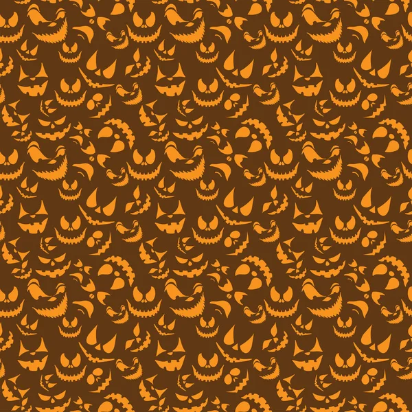 Seamless pattern with halloween pumpkins carved faces of emotion — Stock Vector