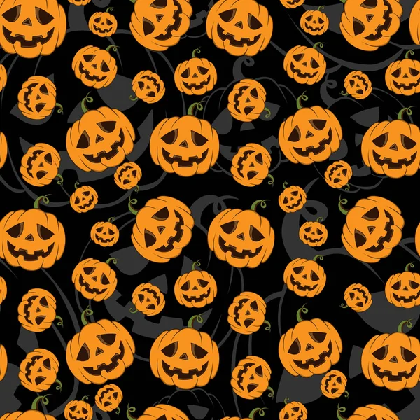 Seamless Pattern Halloween Pumpkins — Stock Vector