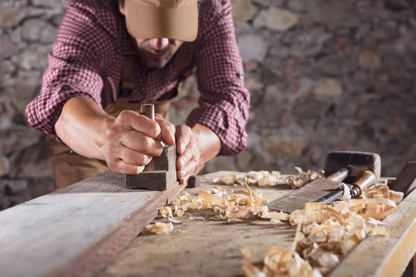 Closeup Chisel Carpentry Joinery Hand Cutting Stock Photo 2195172735