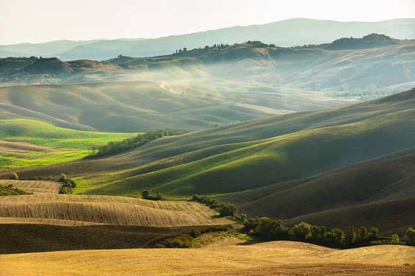 Toscane platteland Panorama in de ochtend. Italië — Stockfoto