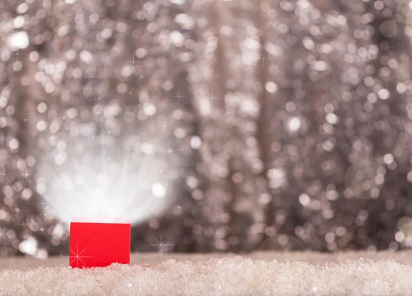 Caja Mágica Magia Nieve Sobre Fondo Brillante Con Efecto Bokeh — Foto de Stock