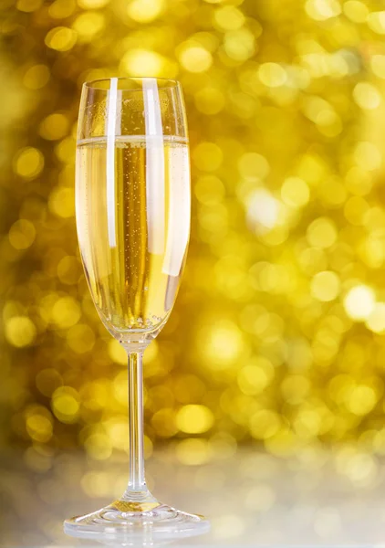 New Year Champagne Bubbels Kerstmis Helder Gele Achtergrond — Stockfoto