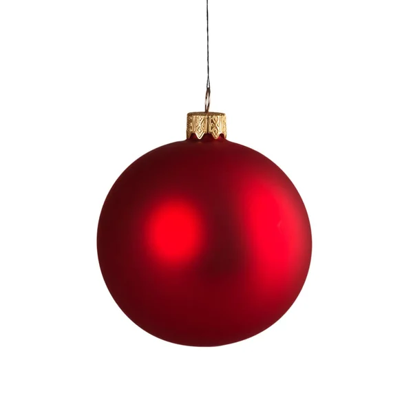 Bright Beautiful Red Christmas New Year Ball Isolated White Background — Stock Photo, Image