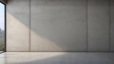 Sol Pencere ve Güneş Işıklı Beton Duvar 