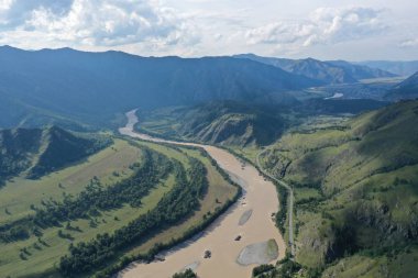 Katun nehri, Altay dağı, yaz ayı Ağustos