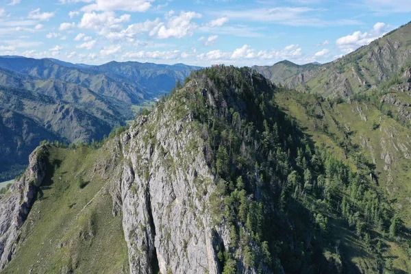 Versant Rocheux Montagne Vue Haut Mois Été Août Soir — Photo