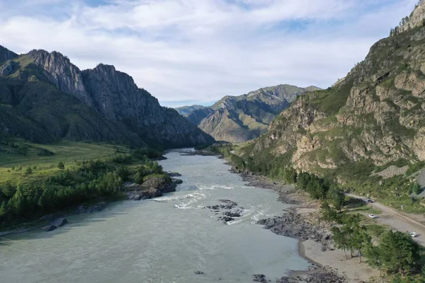 Río Katun Montaña Altai Mes Verano Agosto Tarde — Foto de Stock