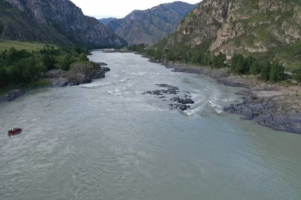 Los Rápidos Elandinsky Río Katun Distrito Chemal República Altai Mes — Foto de Stock