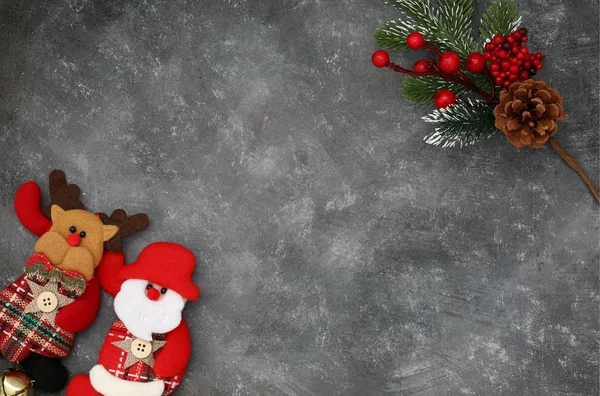 Винтажные Рождественские Украшения Черном Фоне Шаблон Рождество Новый Год — стоковое фото