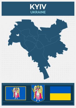 Kiev Minimalist Haritası, Ukrayna - Vektör