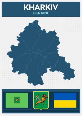 Kharkiv Minimalist Haritası, Ukrayna - Vektör