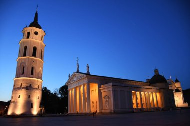 Katedral Meydanı'nda St Stanislaus Katedrali Bazilikası ve Vilnius St Ladislaus