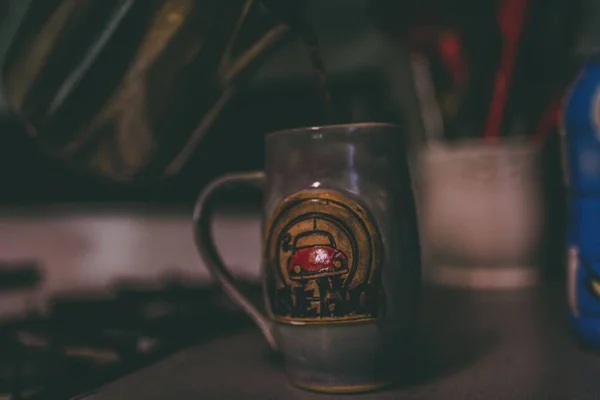 Closeup shot of a ceramic beer mug — Stock Photo, Image