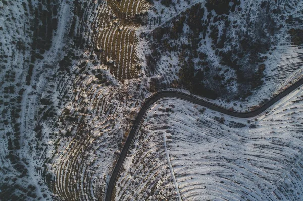 Lindas Colinas Nevadas Disparadas Com Drone — Fotografia de Stock