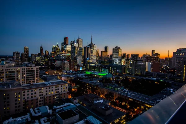 Aerial Shot Urban Beautiful City Sunrise — Stock Photo, Image