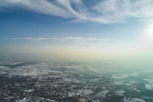 Bela Vista Aérea Nascer Sol Armênia Tiro Com Drone — Fotografia de Stock