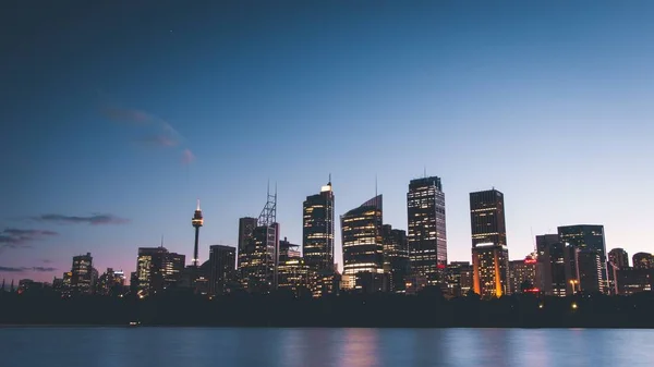 Beautiful Wide Shot Sydney Skyline Dusk — Stock Photo, Image