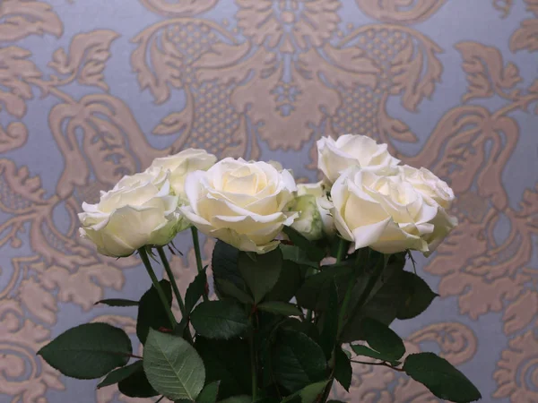 Букет свежих белых роз — стоковое фото