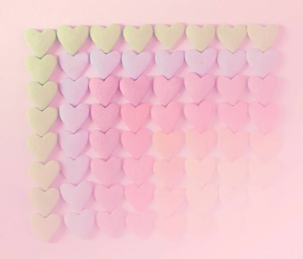 Colorato sfondo caramelle a forma di cuore estetico — Foto Stock