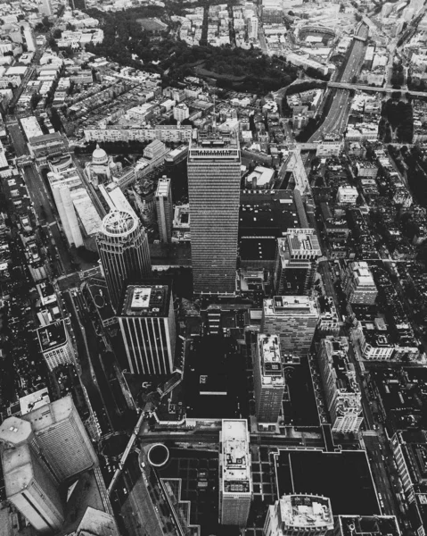 Belle Prise Vue Aérienne Une Ville Urbaine Noir Blanc — Photo