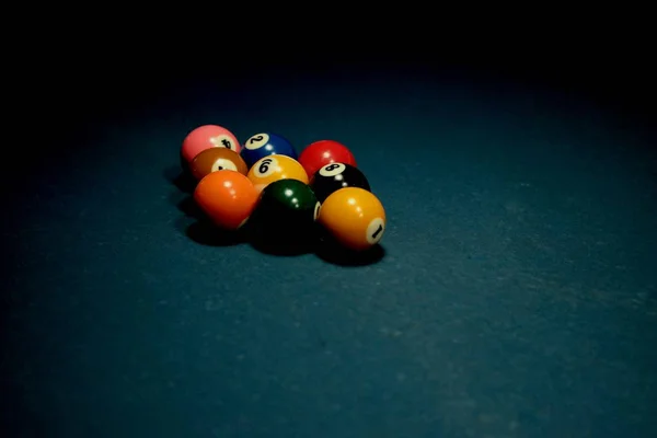 Pool table with billiard balls — Stock Photo, Image