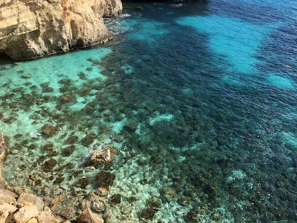 Famosa Laguna Azul Frente Costa Malta — Foto de Stock