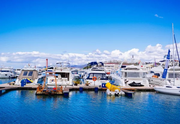 Coast Many Docked Boats — Stock Photo, Image