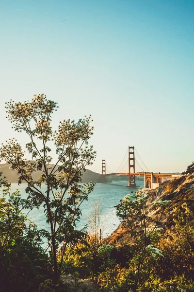 Kaliforniya Golden Gate Köprüsü Ile Güneşli Bir Günde Bir Göl — Stok fotoğraf