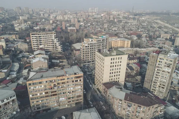 Mooie Antenne Drone Schot Van Een Kleine Stad — Stockfoto