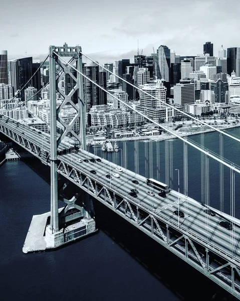 San Francisco Oakland Bridge Förenta Staterna Svart Och Vitt — Stockfoto