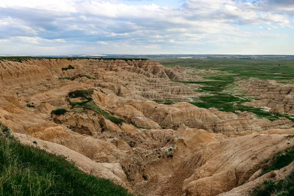 Nádherná vysokoúhlová střela národního parku Badlands, Jižní Dakota, USA — Stock fotografie