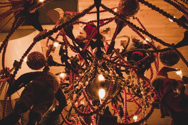 A decorated chandelier for Christmas season — Stock Photo, Image