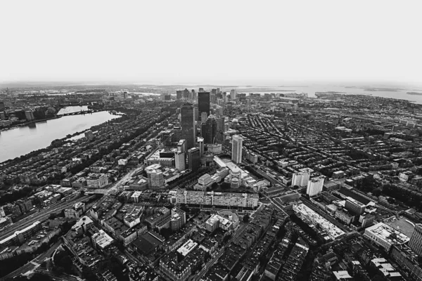 Gyönyörű Légi Felvétel Egy Városi Város Fekete Fehér — Stock Fotó