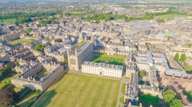 Distant l shot of King's College campus of Cambridge University in Cambridge, United Kingdom clipart