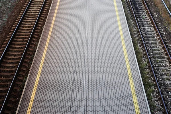 Tiro de perto de um trilho de trem — Fotografia de Stock