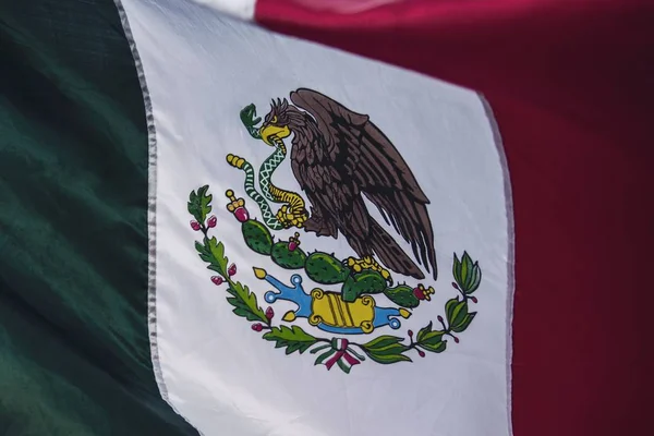 Primer plano de la bandera ondeante de México —  Fotos de Stock