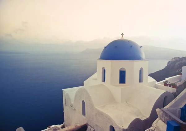 Beautiful shot of Santorini Greek Orthodox Church in Fira, Greece