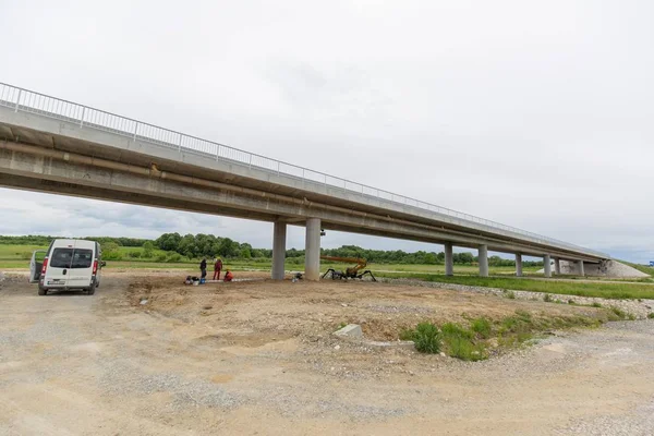 Nowa Niedawno Zbudowana Autostrada Dzielnicy Brcko Bośnia Hercegowina Droga Została — Zdjęcie stockowe