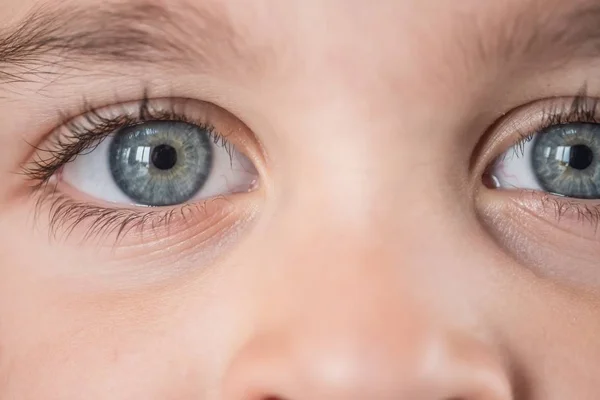 Nahaufnahme der grauen Augen eines Jungen — Stockfoto