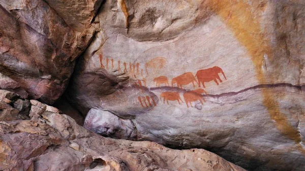 Close shot van Bushman schilderij op een rots in de Cederberg — Stockfoto