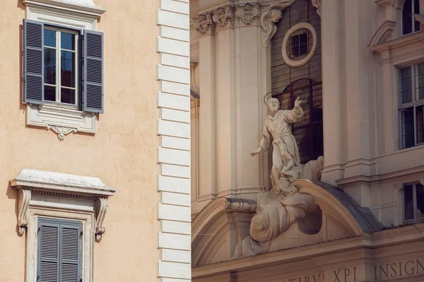 Roma Talya Bulutlu Mavi Gökyüzünün Altındaki Palazzo Nun Alçak Açılı — Stok fotoğraf