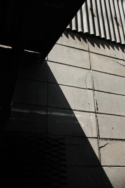 Vertical Grayscale Shot Gray Stone Wall Roof — Stock Photo, Image