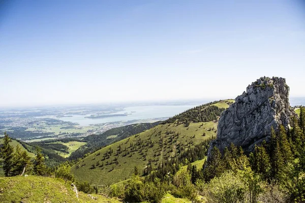 Angle Élevé Des Montagnes Kampenwand Dans Chiemsee Bavière Sous Beau — Photo