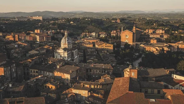 Beautiful aerial view by a drone of Siena, Italy — Stock Photo, Image