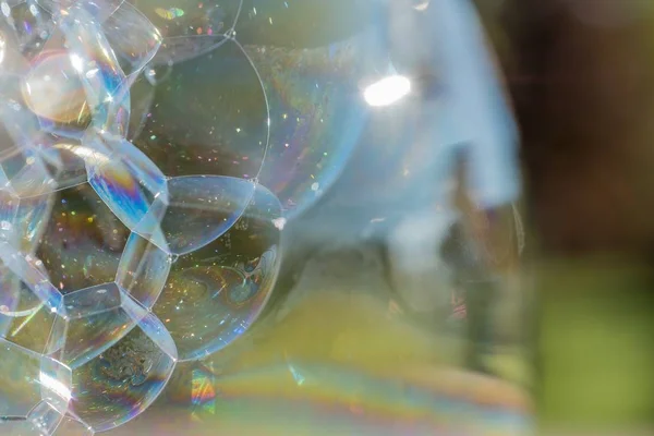 Bella macro fotografia di bolle di sapone — Foto Stock