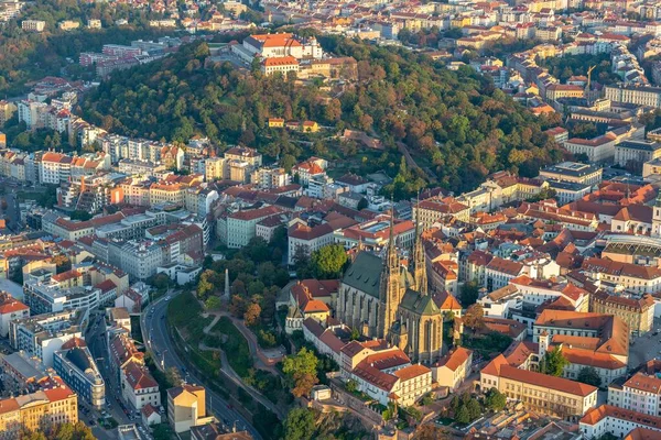Luftaufnahme Der Brünner Innenstadt Mit Ihren Bekanntesten Historischen Gebäuden — Stockfoto