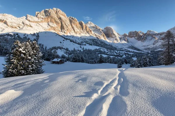 Beau paysage enneigé avec les montagnes en arrière-plan — Photo