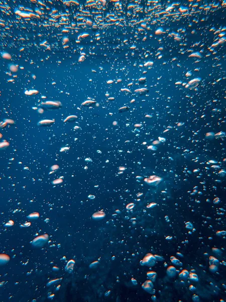 Plan vertical de belles bulles sous la mer — Photo